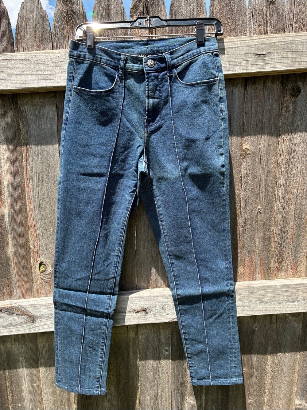 VENUS Women's Skinny Jeans in Dark Indigo with Front Seams